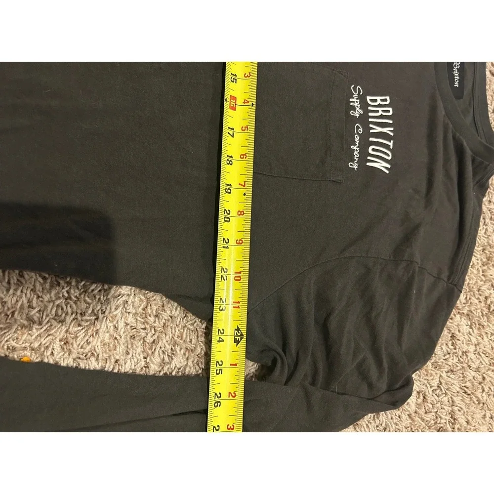 Brixton Supply Company Mens XXL Long Sleeve Pocket T-Shirt Black Graphic Tee‎